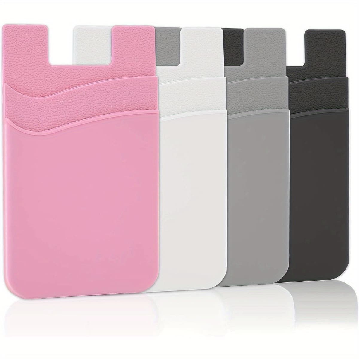 TEMU 4-pack Silicone Stick-on Card Holder For Mobile Devices, Universal Wallet Credit Card Sleeve Pocket Compatible With Galaxy And Most Smartphones