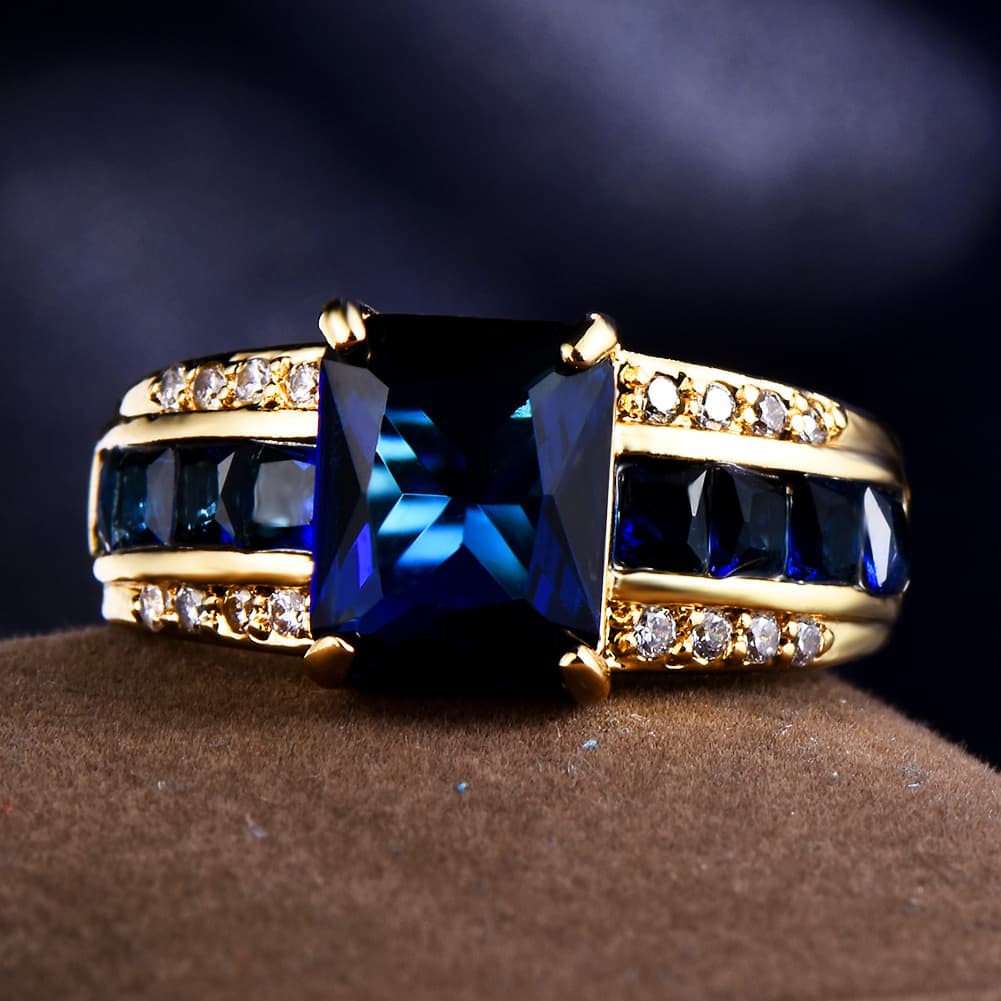 TEMU Retro Light Luxury Inlaid Synthetic Synthetic Zircon Sparkling Premium Men's Wide Ring Light Luxury Niche Jewelry