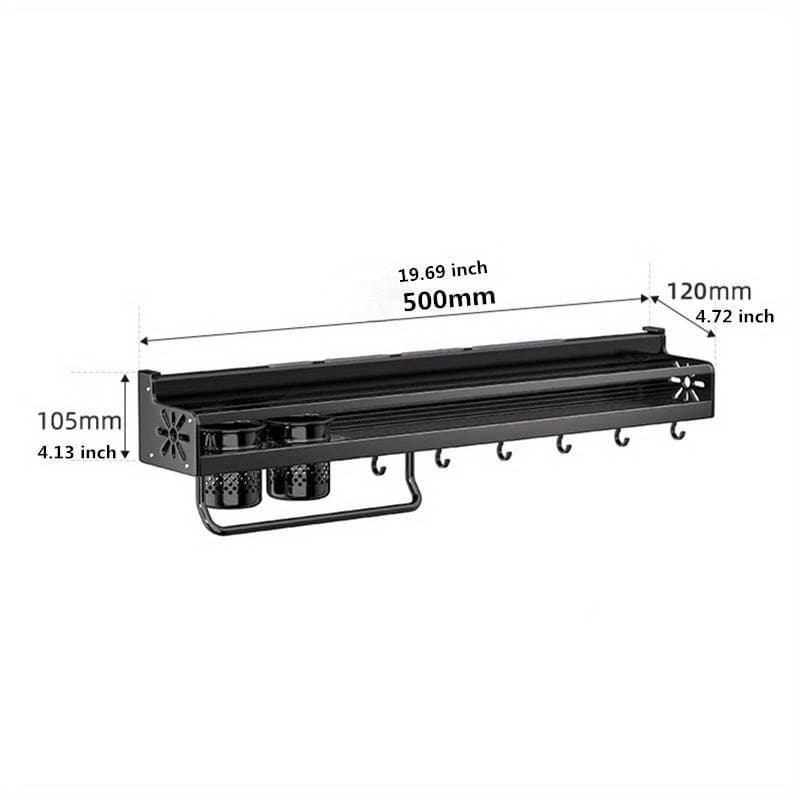 TEMU 50cm/19.8 Kitchen Organizer Shelf For Wall-mounted Spice Storage, Knife Holder, And Seasoning Rack For Utensils, Floating Shelves