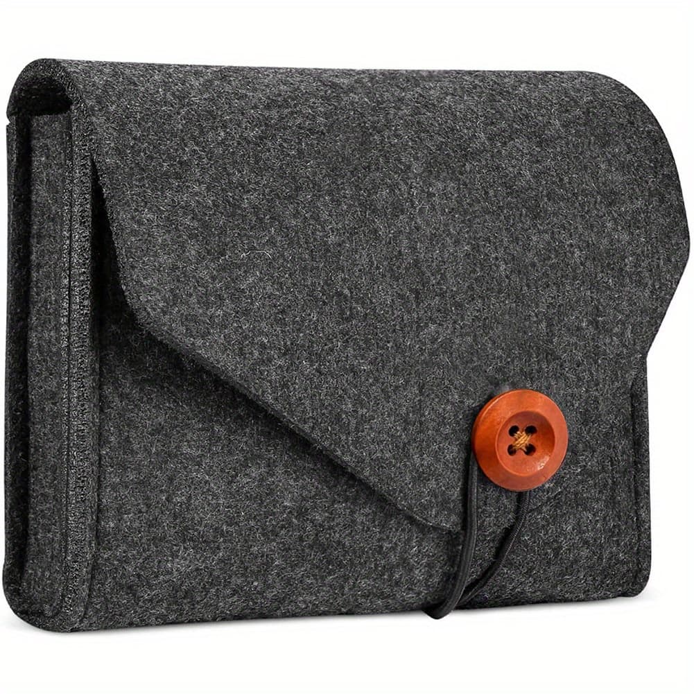 TEMU 1pc Soft Felt Power Adapter Case Compatible For Laptop , Cables, Drives - Compact Tech Accessories Bag, Portable Adapter Holder Pouch