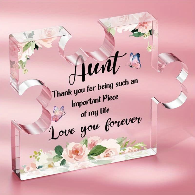TEMU Moments, Best Aunt Ever - Acrylic Puzzle Plaque, Perfect Gift From Niece Or Nephew For Birthday, Anniversary, Christmas | No Batteries Required, Ideal Desk Decor