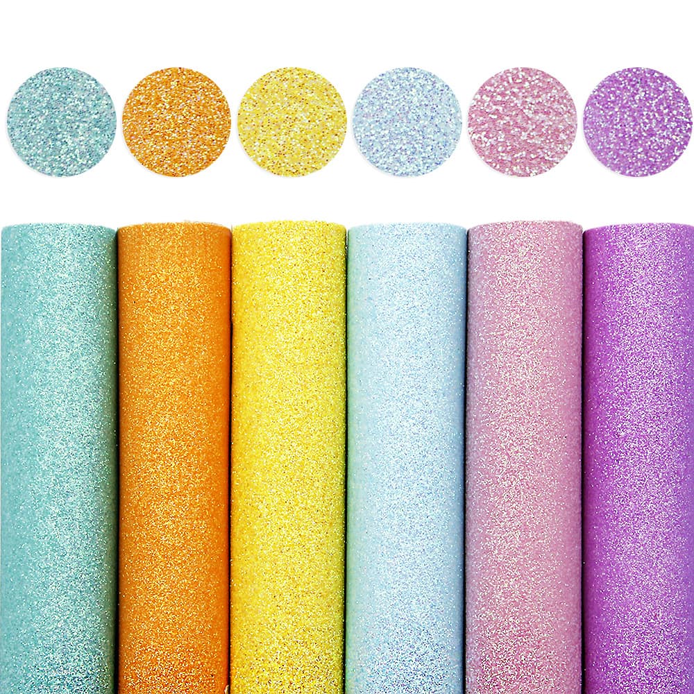 TEMU 6pcs A5 Size Faux Leather Sheets Shimmer Fine Glitter Solid Color Synthetic Leather Fabric Set For Earrings Hair Bows Wallets Crafts Projects