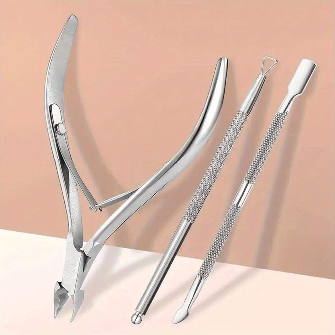TEMU 1 Set Professional Stainless Steel Cuticle Trimmer And Pusher Set, Remove Cuticles With Cuticle Nippers