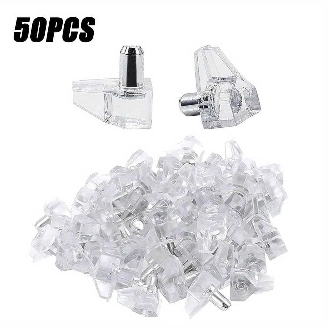 TEMU 50pcs Transparent Shelf Studs Pegs, Plastic Laminate Support Cabinet Wardrobe Shelves Glass Plate Support Furniture Hardware