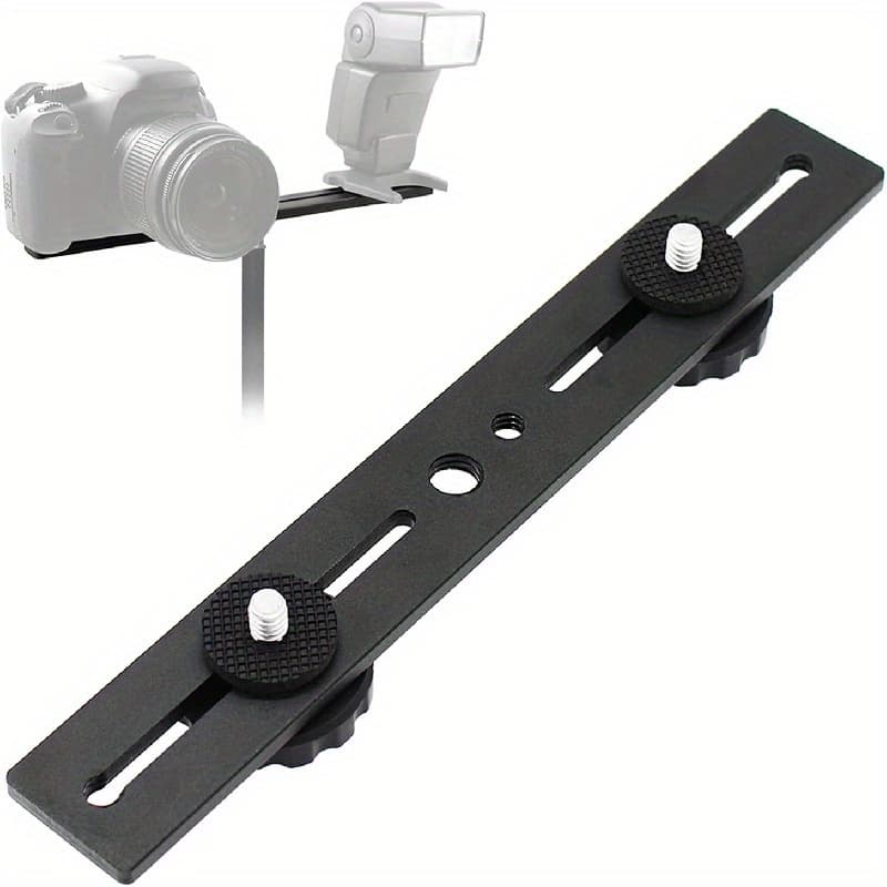 TEMU 8"/20cm Dual Camera Mount Tripod Bracket Flash Extension Bar,8" Dual Tripod Bracket For Camera,led Video Light,dslr Camera,flash Light