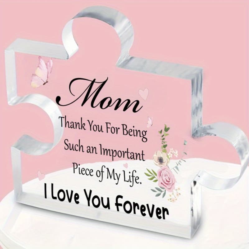 TEMU 1pc Acrylic Puzzle Plaque For Mom - Day/birthday Gift, No Electricity Needed, Featherless Tabletop Decor, Ideal Christmas Present From Daughter, Day Gift