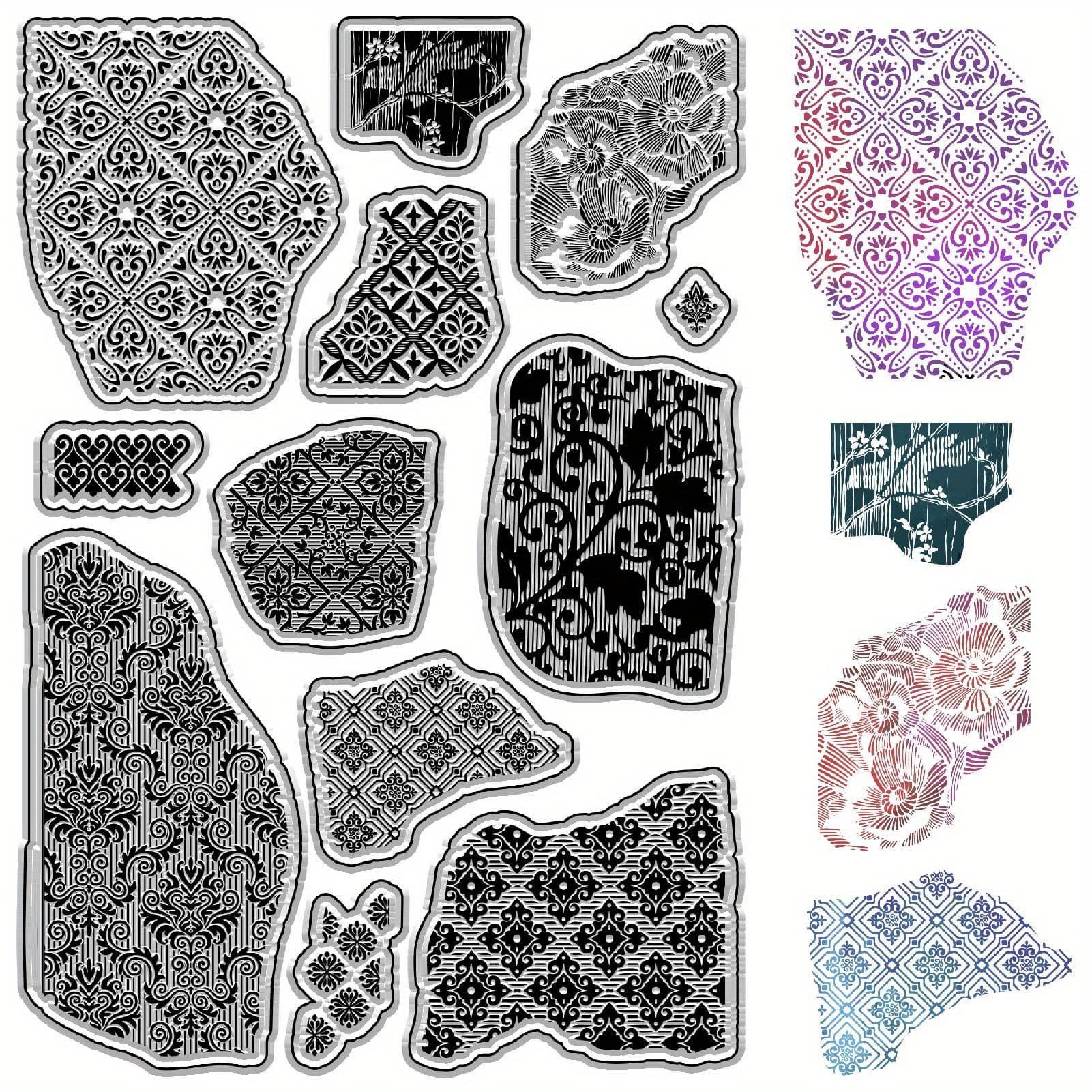 TEMU 1 Sheet 16cm*11cm Vintage Pattern Clear Rubber Stamps Background Texture Reusable Transparent Stamp Seals For Journaling Card Making Scrapbooking Photo Album Decorative Diy Christmas Gifts