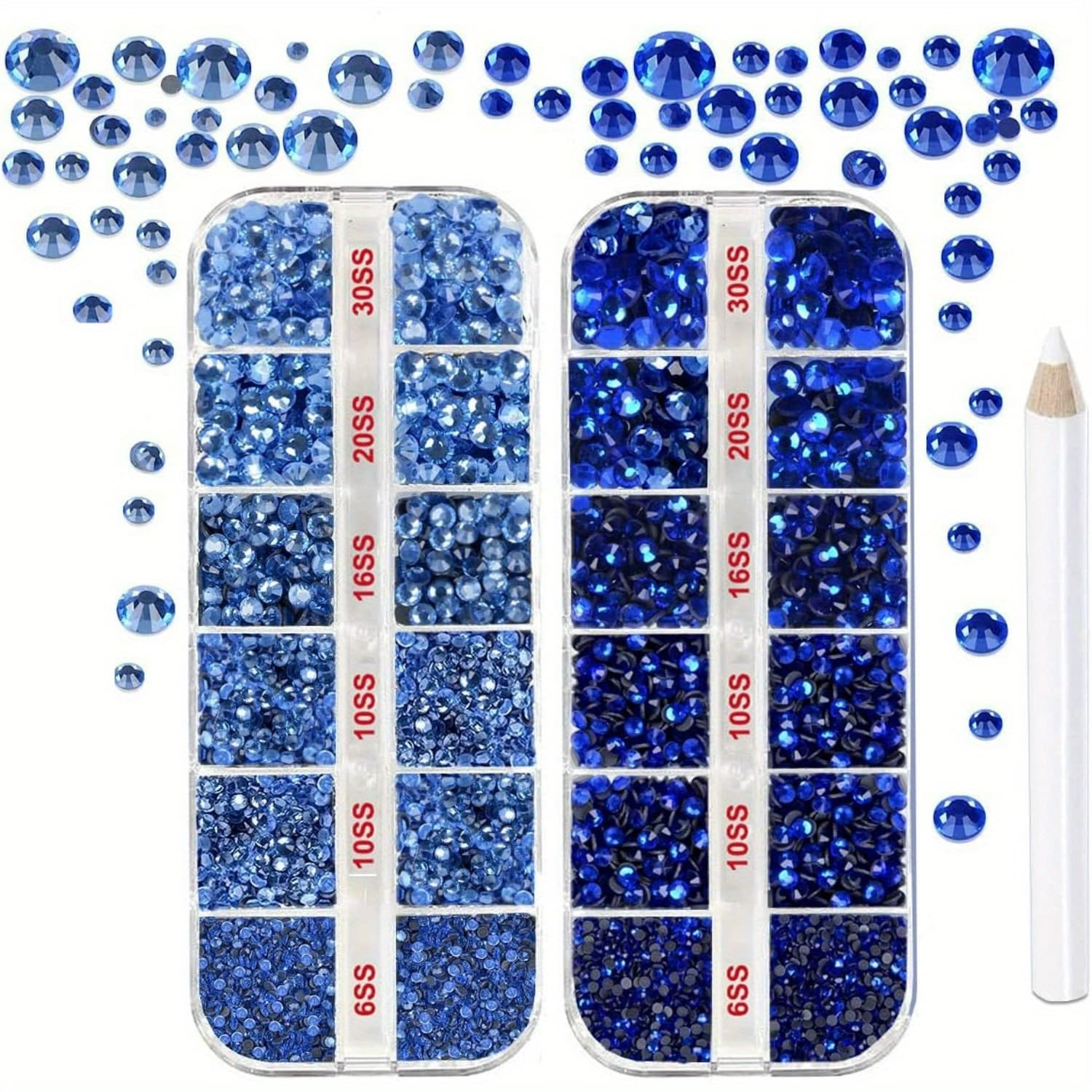 TEMU Non-hotfix Rhinestones Flatback, Sapphire Blue Rhinestones, Kit With Rhinestones, 5 Sizes Ss6-ss30