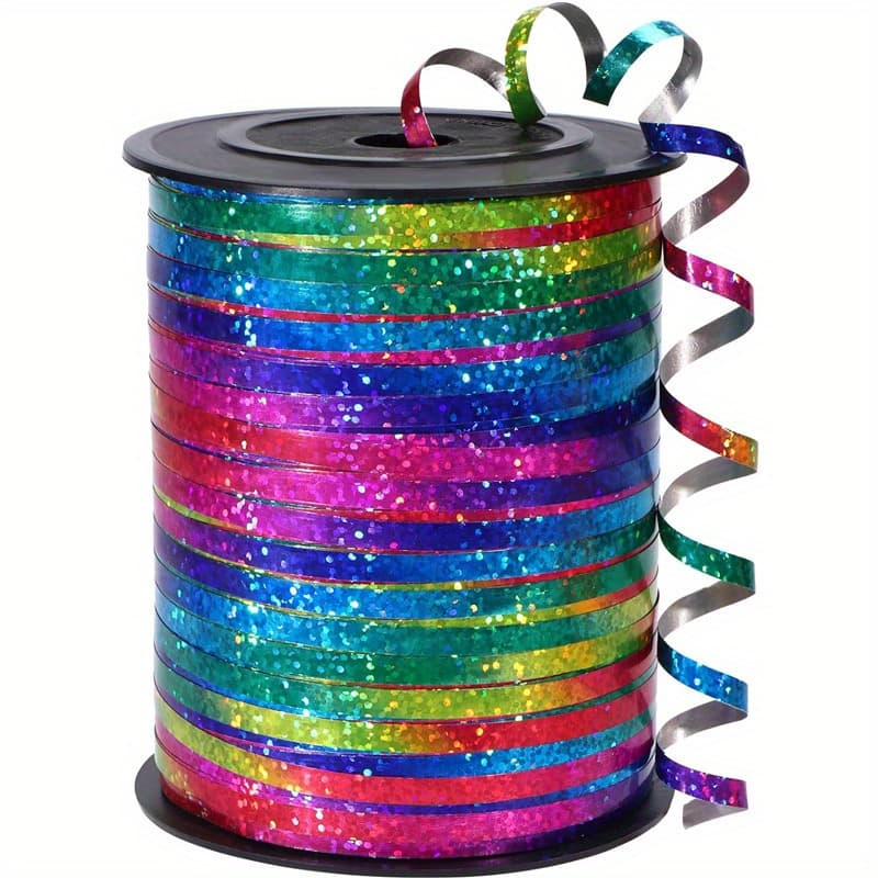 TEMU 1 Roll () Spool Rainbow Metallic Ribbon - Shiny Suitable For Gift Wrapping, Balloon Decorations, Wedding Bouquets, Supplies, Plastic Ribbon For Crafts, Balloon Tails, Wedding Arch Decorations