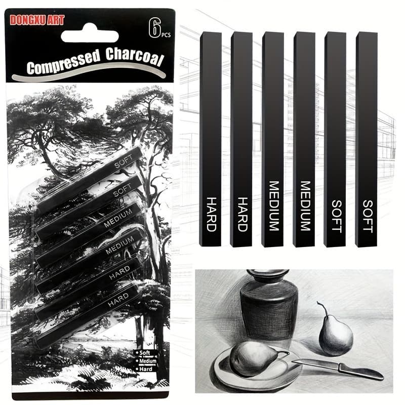 TEMU 6pcs Square For Sketching - Dust-free, Versatile Hardness Levels, Ideal For Artists & Drawing Enthusiasts