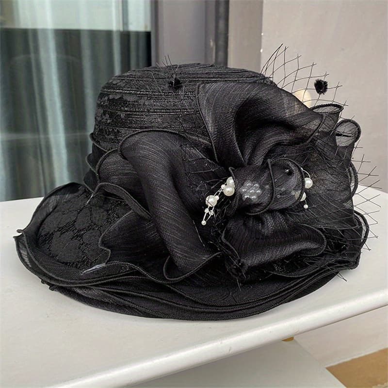 TEMU Western Lace Trimmed Hat Temperament Elegant Fisherman Hat Women's Summer Breathable Sun Hat Unisex
