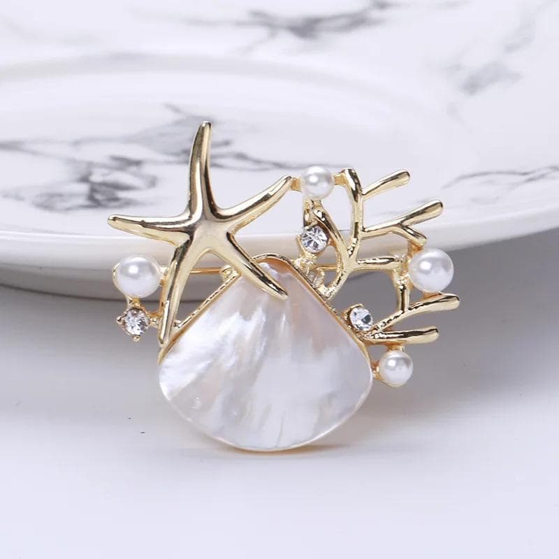 TEMU Creative Exquisite Design Shell Brooches For Women Lady Elegant High-end Wedding Pins