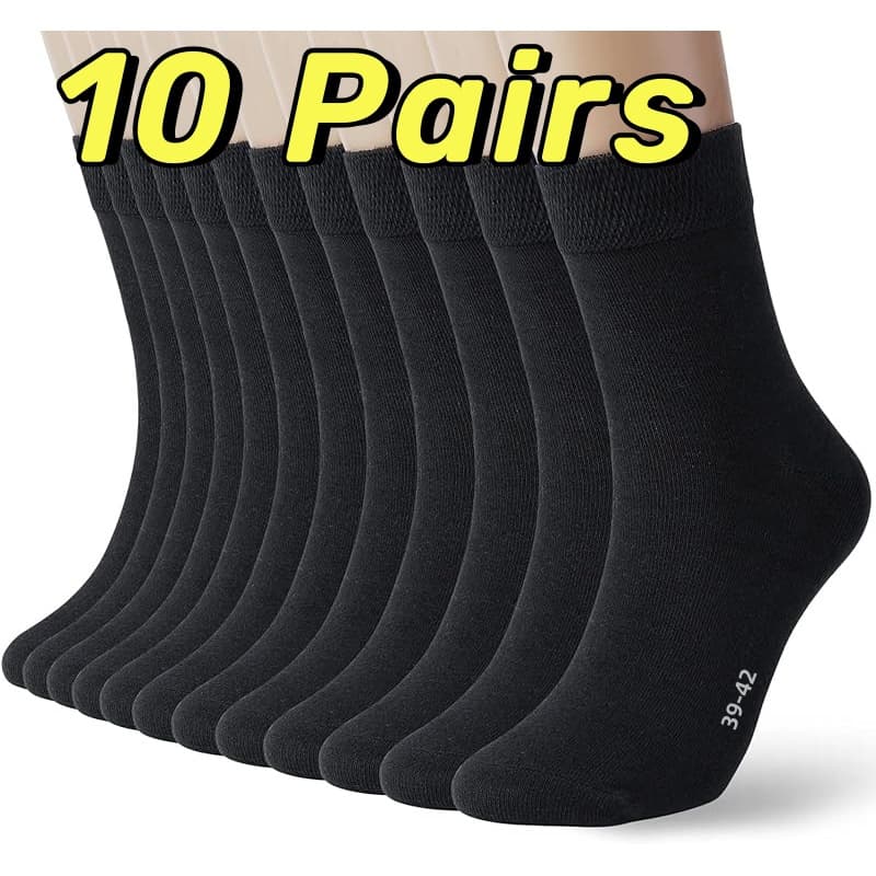 TEMU 10-pair Black And White 39-42 Crew Socks For Women, Socks For Women, Black Socks For Daily Work And Casual Wear