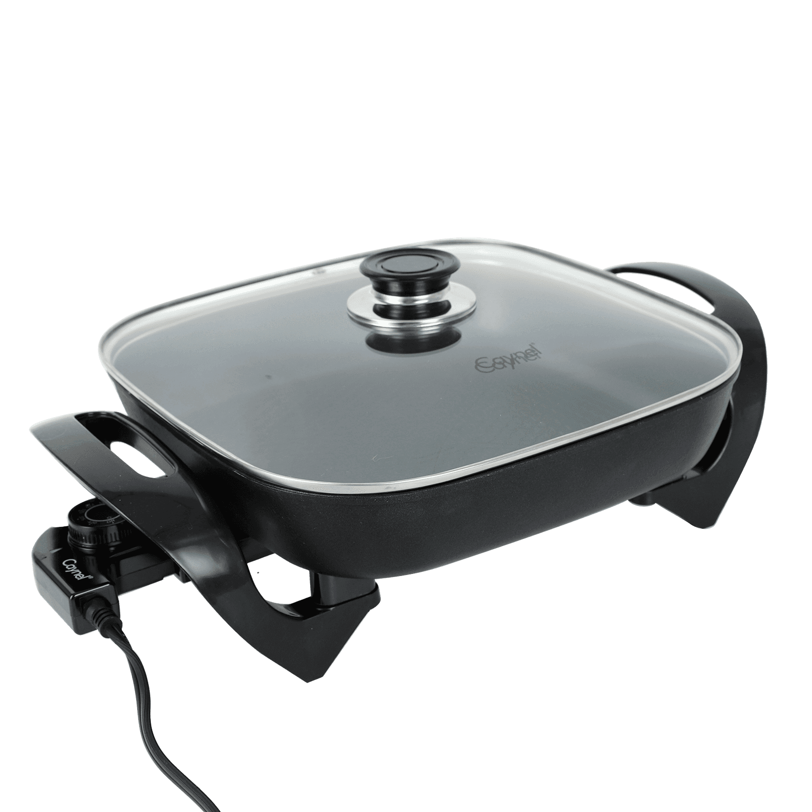 TEMU 12 X 12 Inch Nonstick Ceramic Electric With Glass Lid, Aluminum Body, 1400-watts, Adjustable Temperature Controller Goes Up To 420 Degrees For Fry, Bake, Steam Or Simmer, Easy To Clean