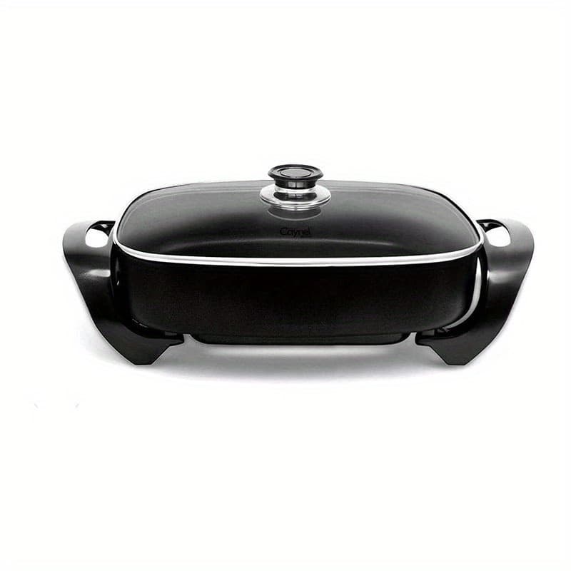 TEMU Large Professional Copper Electric , Deep Dish With A Tempered Glass Lid That Has Vents, Thermostat, Dimensions 16" X 12" X 3.15" - 8 Quart (16 * 12 Black)