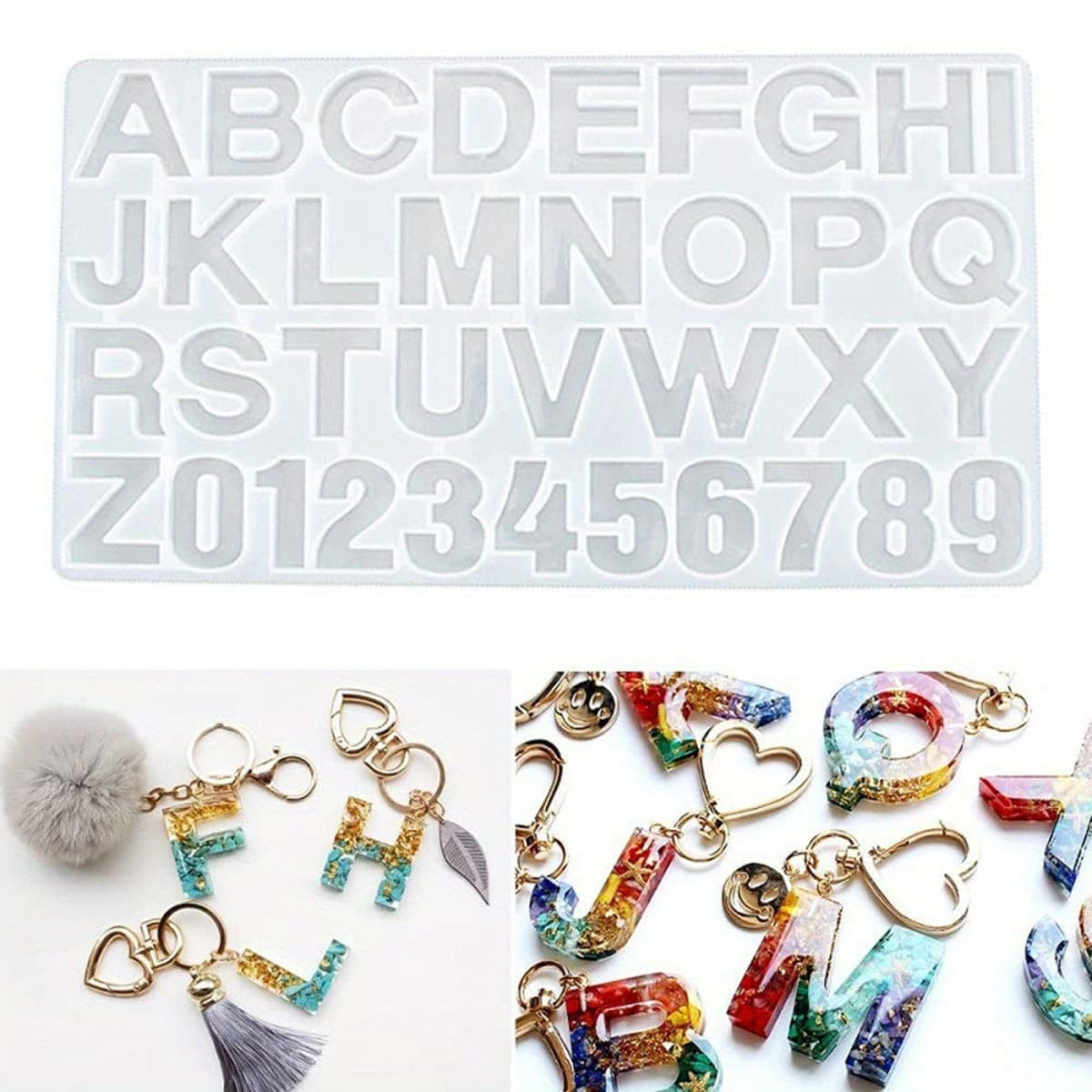 TEMU 1pc 26 English Numbers And Letters Mold Mirror Epoxy Resin Silicone Mold Resin Jewelry Pendant Decoration Mold Silicone