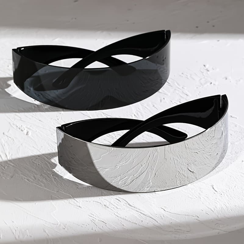 TEMU Of Futuristic Frameless Fashionable Black Glasses For Men And Women - Ideal For Birthday Parties, And Photo Props, Durable Pc Material, Glasses Accessories