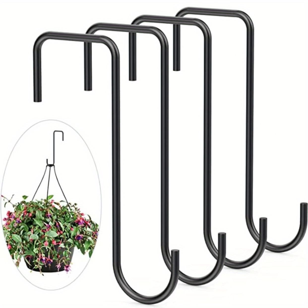 TEMU Set Of 4 Stainless Steel Hooks Designed For Hanging Planters And Lanterns Over Doors, Suitable For Indoor And Outdoor Use, Including Bird Feeders And Garden Fences