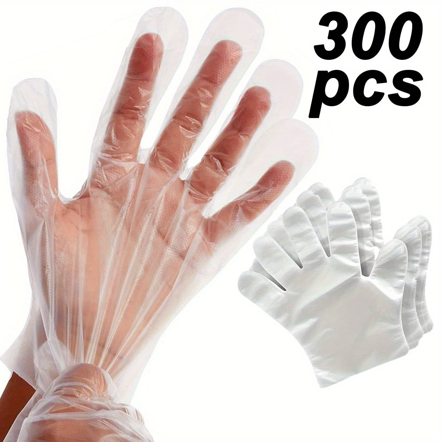 TEMU 300/600pcs, Disposable Transparent Gloves, Suitable For Outdoor Activities And Cleaning Work