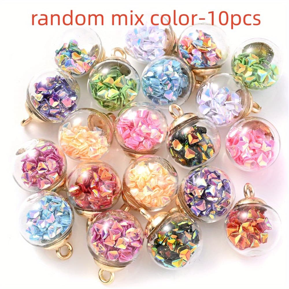 TEMU 10pcs 16x21mm Glass Artifical Ball Beads Charms Shiny Ab Random Color Triangular Glass Charms Pendant For Jewelry Making Necklace Earrings Diy Craft Ornament Supplies
