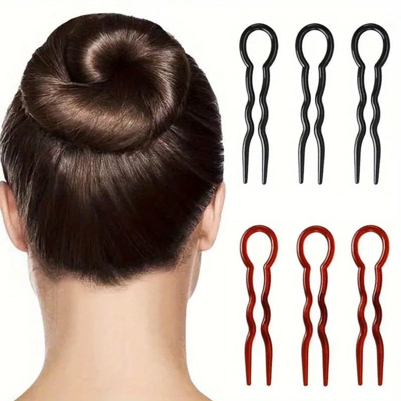 TEMU 6pcs U Shaped Hair Forks, French Style Hair Pins, Hair Braid Twist Styling Clips Hairdressing Accessories
