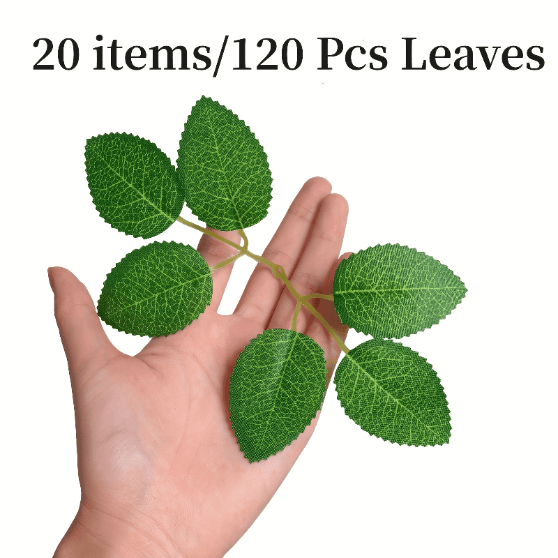 TEMU 120pcs Lifelike Artificial Green Leaves - Diy Wedding Bouquets & Home Decor, Ideal For Spring, Summer, 's Day & Easter