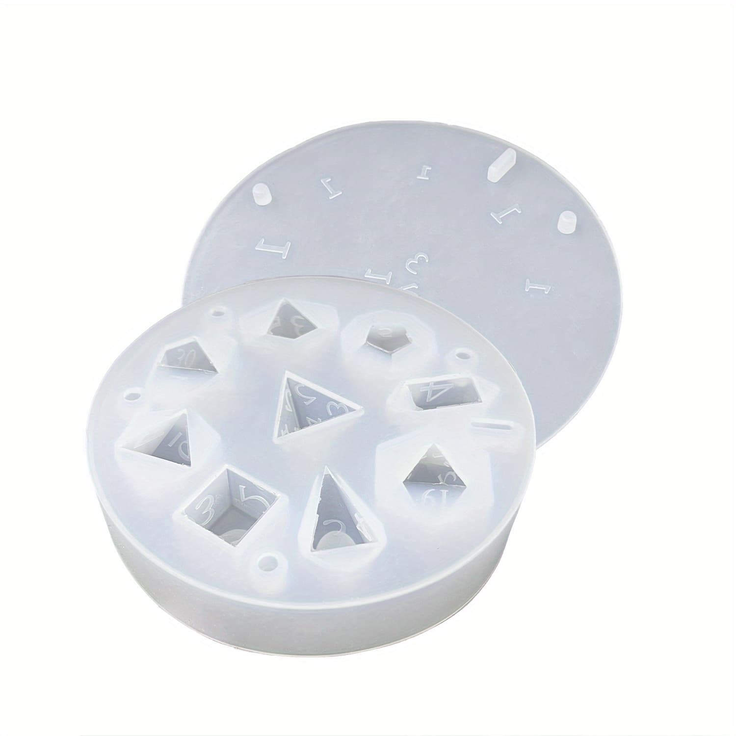 TEMU 9-cavity Silicone Dice Mold For Making - , Flexible Solid Silicone, Round Shape With Unique Geometric & Numbered Cavities, Crafting Dice Games & Accessories