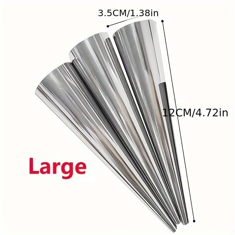 TEMU 6pcs, Cone Roll Stainless Steel Cream Horn Molds - Conical Tube Danish Pastry Molds For Baking - Kitchen Gadgets And Additions