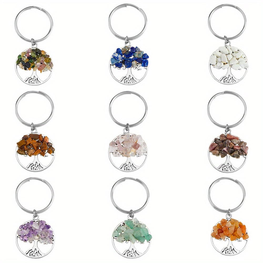 TEMU Of 36pcs, 9 Styles Of Tree Of Life Artificial Decorative Pendants For Keychain Making