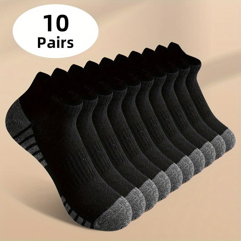 TEMU 10 Pairs Of Men's Socks, Crew Neck Waist- Socks For Running And Fitness, Affordable Athletic Socks
