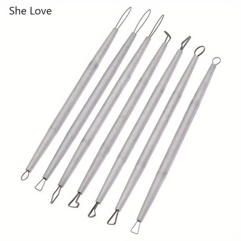 TEMU 7pcs Stainless Steel Polymer Clay Modeling Tools Pottery Ceramic Sculpting Carving Hand Tools