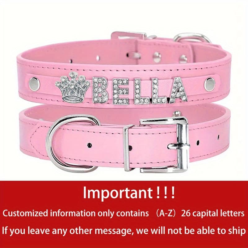 TEMU Personalized Dog Collar Pu Leather Puppy Cat Id Collars With Exquisite Pendant, Customized Dog Pendant Tag Accessory Decoration For Medium And Large Dogs, Nice Gift For Your Pets