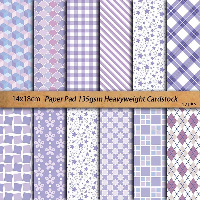 TEMU A Pack Of 12 Large Sheets Of Purple Geometric Paper, Perfect For Non-adhesive Journal Supplies And Art Crafts