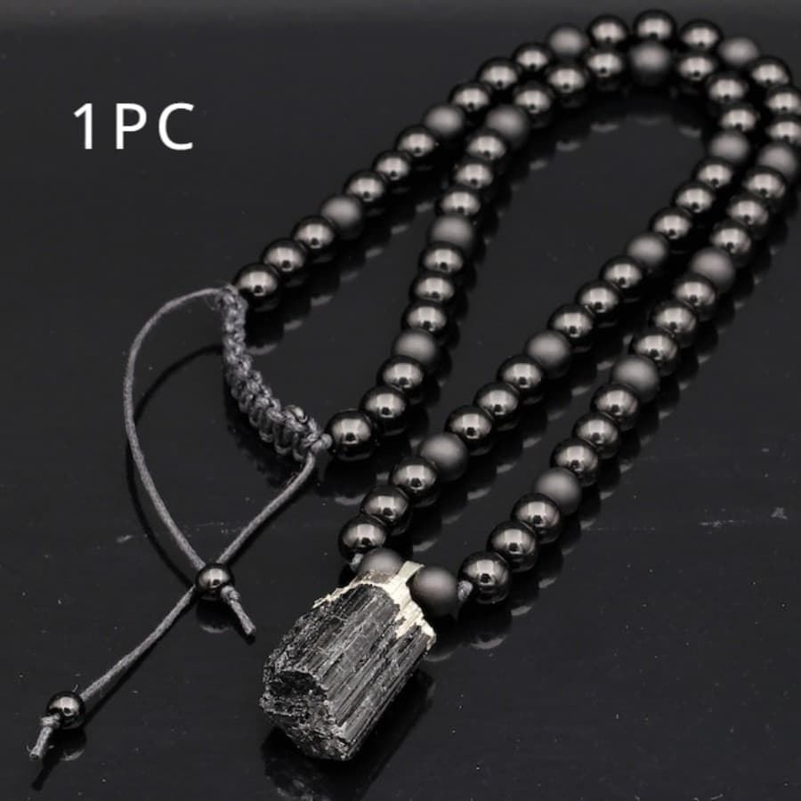 TEMU Natural Black Onyx Necklace With Stone Pendant - Protection Stone For Men, Meaningful Gift For Husband, Boyfriend, Dad - Durable Onyx Stone For Good Luck & Style,