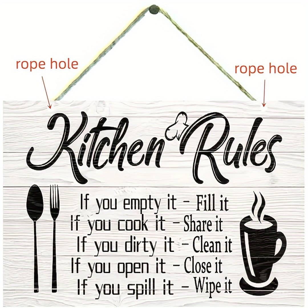 TEMU 2pcs "kitchen Rules"" Wooden Wall Plaque - Lightweight & Easy-to-hang - Kitchen & Home Decor"