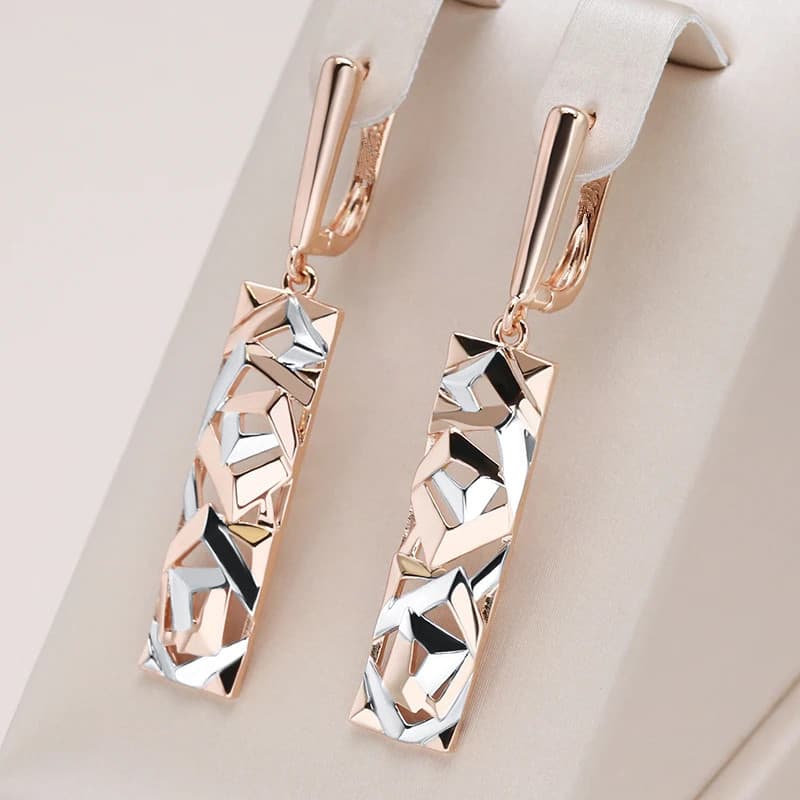 TEMU 1 Pair Wide Drop Earrings For Women Golden Silvery Boho Long Earrings Ethnic Retro Jewelry