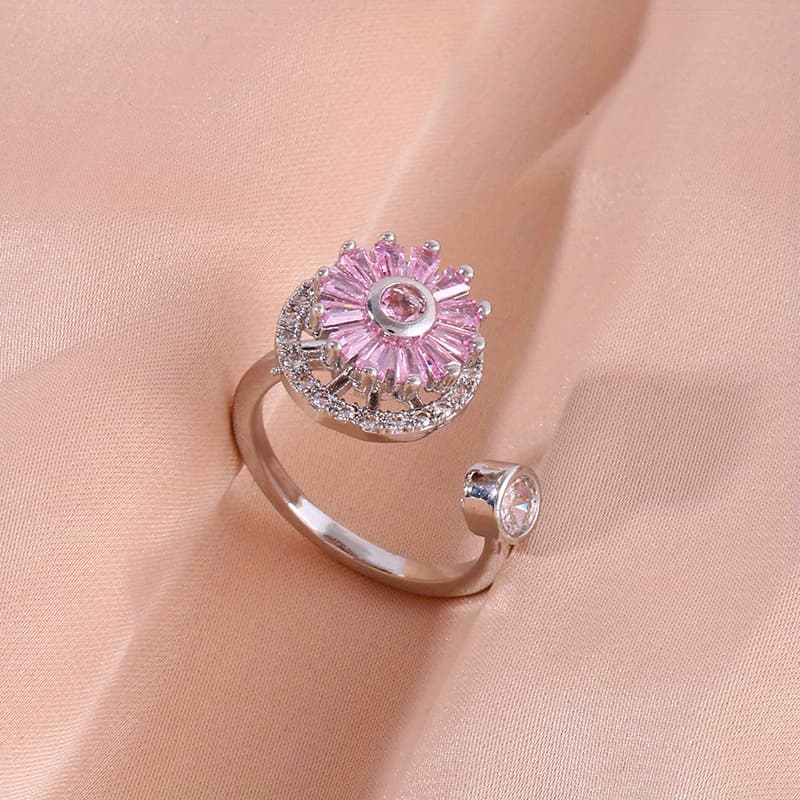 TEMU 360° Rotatable Pink Sunflower For, Featuring A Light Luxury And , For Teenager