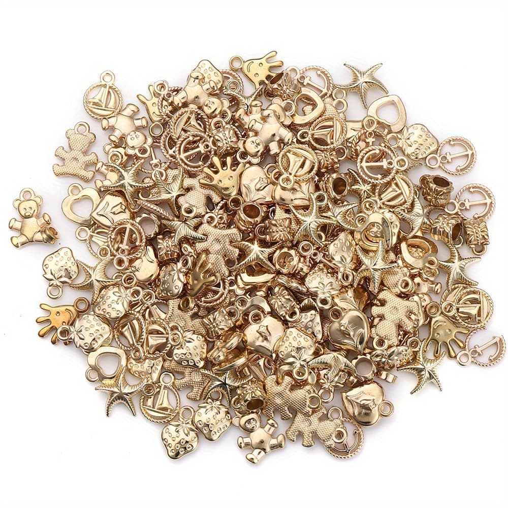 TEMU 30g 100-120pcs Plastic Ccb Mixed Pendants Golden Animal Pendants For Jewelry Making Handmade Necklace Bracelet Earrings Keychain Additions& Random Color