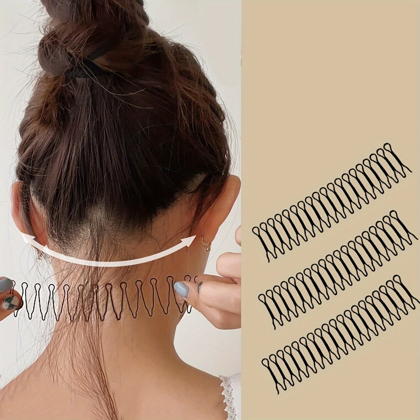 TEMU 6pcs Wavy Bangs Clips, A Easy And Elegant Alloy Hollow Oval Hairstyle Tool, Suitable For Fixing Scattered Hair - Monochrome, Suitable For Use By 14 Years Old And Above