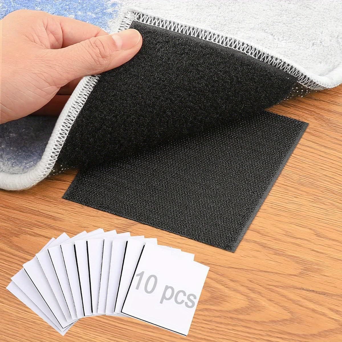 TEMU 10pcs Non-slip Rug Grippers - Strong Adhesive Carpet Anchors For Secure Hold, , Removable And Reusable Floor Mats