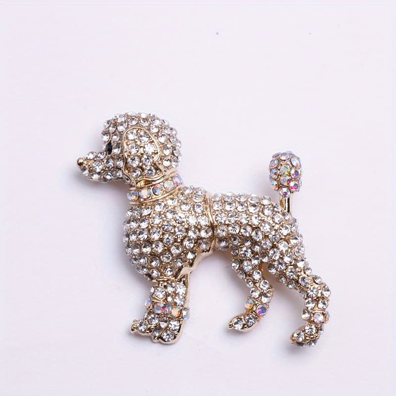 TEMU Sparkling Poodle Brooch - Gorgeous Animal - Themed Fashion Accessory For Clothing- Perfect For A To Bags & Hats-ideal For Suit & Dress Decoration