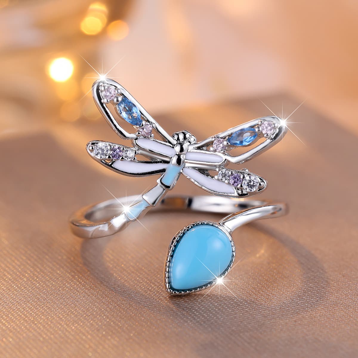 TEMU 1pc Fashion Cute Synthetic Zirconia Water Drop Dragonfly Suitable For Women' Party Wear
