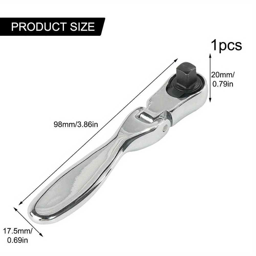 TEMU 1pc 2-in-1 Mini Ratchet Wrench With 72 Teeth - Quick Rotatable, Dual Head Screwdriver & Socket Tool, Alloy Steel