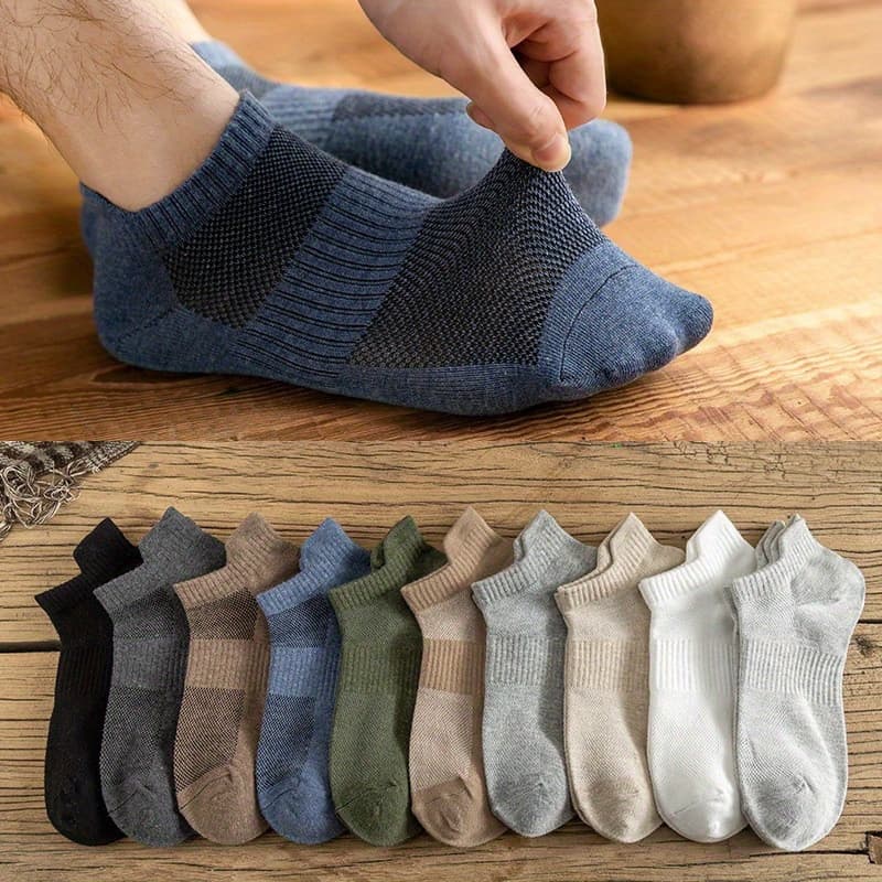 TEMU 10 Pairs Low Cut Solid Mesh Breathable Sports Ankle Invisible Boats Men Short Socks