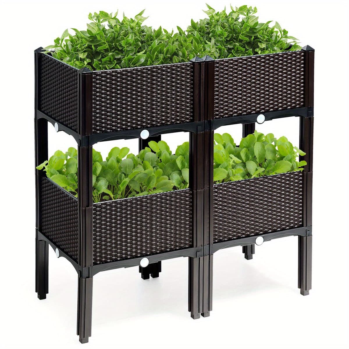 TEMU Costway Set Of 4 Raised Garden Bed Elevated Flower Vegetable Box Brown