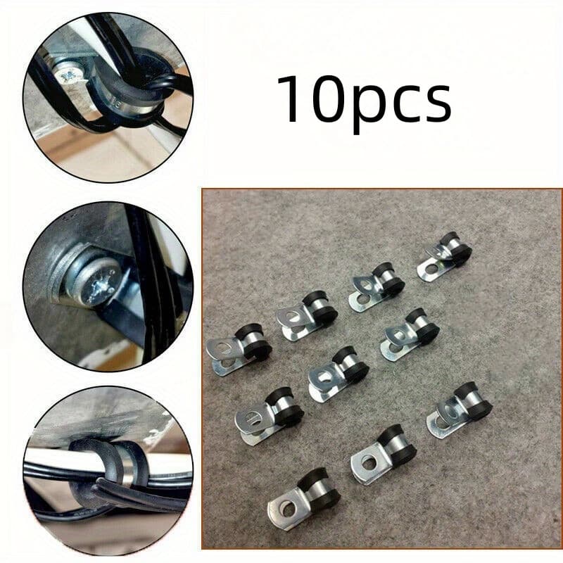 TEMU 10pcs Brake Hose Clamp Set, Metal With Rubber Lining, Clamp, 3/16 Inch (4.7mm) For Piping Tools