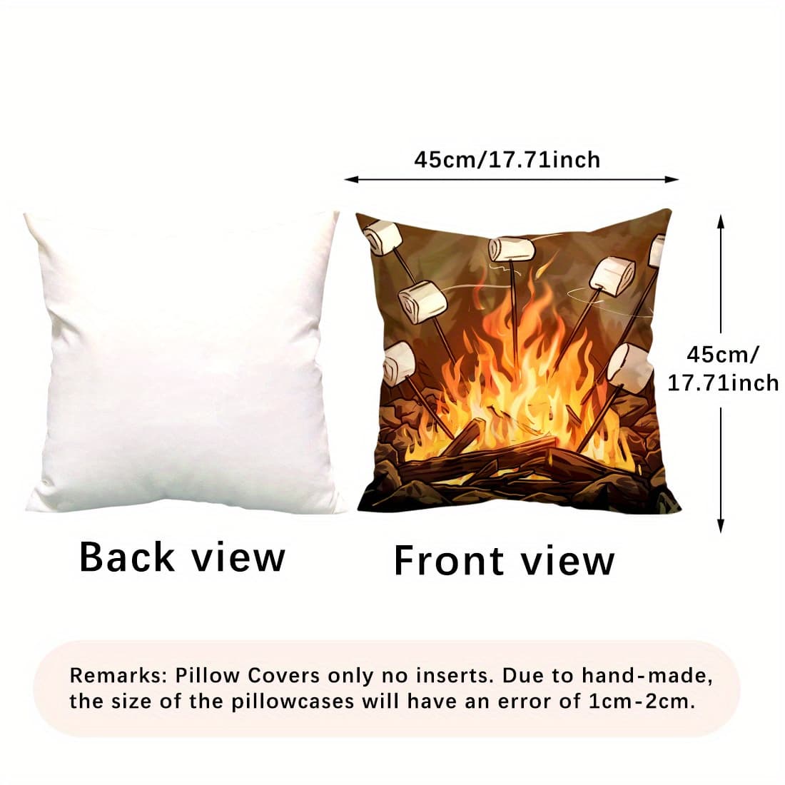 TEMU 1pc Multicolor Happy Life Camping Life Single-sided Printed Pillow Cover For Sofa - Velvet, 45*45cm