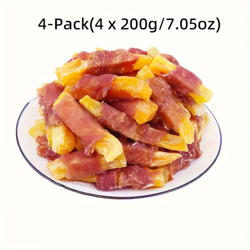 TEMU 4-pack (4 X 200g/7.05oz) Duck Wrapped Sweet Potato, Dog Treats For Small, Medium, & Large Dog - Made With Duck And Sweet Potato, Healthy, , And High Protein Reward Training Treats For Dogs — image 1