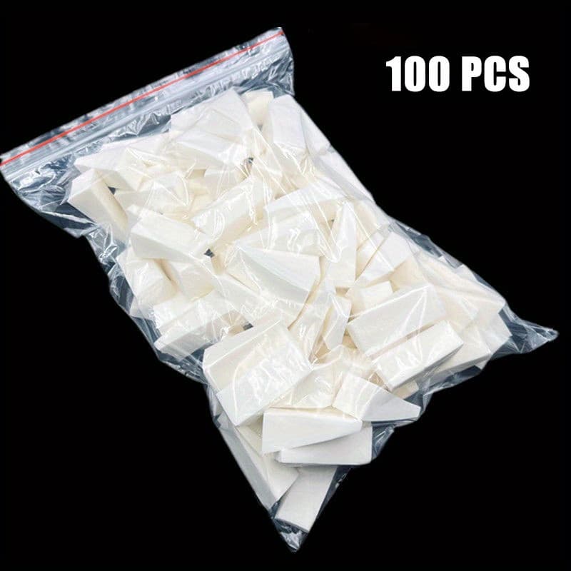 TEMU 100 Pieces Makeup Sponges: Triangle Cosmetic Sponges For Foundation, Blush, Nail Art, Crafts, Painting, With Crisp Edges For Controlled Blending And Smoothing, Disposable