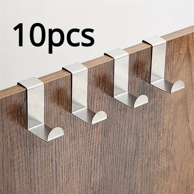 TEMU 10-pack Over-the-door Hooks, Z-shaped Stainless Steel Hangers For Hanging Clothes, Towels, Coats - Reversible Cabinet Organizers And Storage For Home And Office